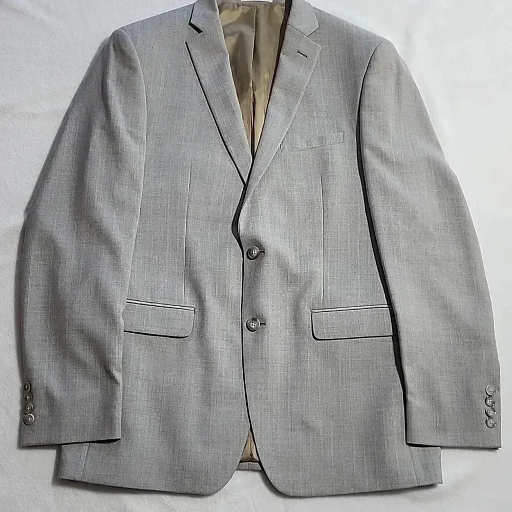 Van Heusen Flex Slim Fit Gray Two Button‎ Blazer Sport Coat 42L